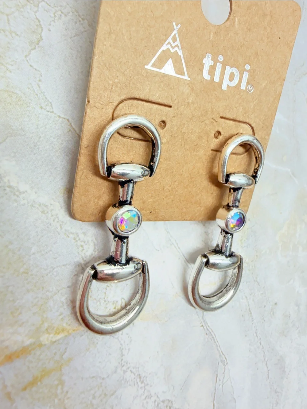 Silver Dangle Horsebit Earrings - Women Jewelry